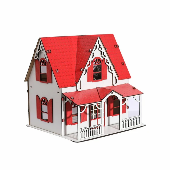 TOYZ DÜKKANIM CCY00093 AHŞAP KIRMIZI VİLLA EV Kız Erkek Çocuk Oyuncak Eğitici Oyuncaklar ürün görseli 1