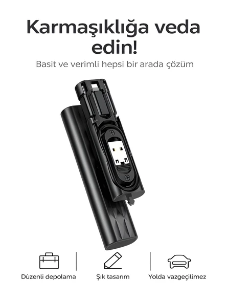ÇELİKWORK F0H7 7 in1  Type-C, USB, Micro Lighting Port, Seyahat Seti İPhone, Android Uyumlu PC Çevirici ürün görseli 1