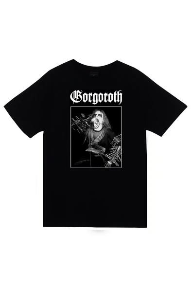 fame-stoned Gorgoroth Müzik Grubu Baskılı Unisex %100 Pamuk Siyah T-shirt ürün görseli 1
