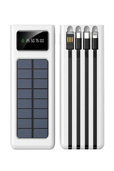 çelikwork inspiring technology 20,000mah Güneş Enerjili Powerbank - 2 Usb, Mikro, Lightning, Iphone Ve Type-c Kablolu Taşınabilir ürün görseli 1