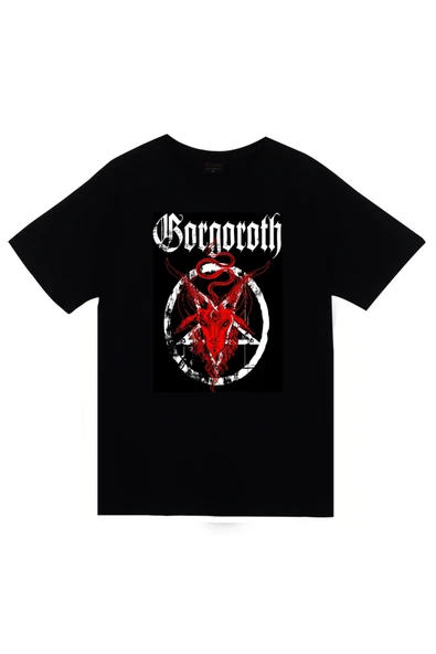 fame-stoned Gorgoroth Müzik Grubu Baskılı Unisex %100 Pamuk Siyah T-shirt ürün görseli 1