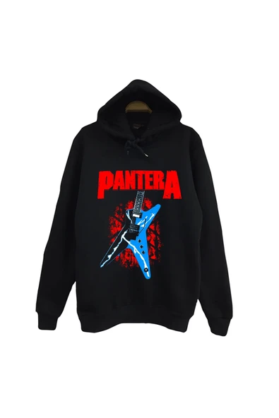 fame-stoned Pantera Baskılı Unisex %100 Pamuk Siyah Kapüşonlu Sweatshirt ürün görseli 1