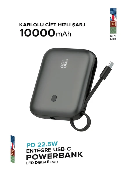 ÇELİKWORK Fp011 10000mah Pd 22.5watt Hızlı Telefon Şarj Aleti Elektronik Taşınabilir Type-c Batarya Powerbank ürün görseli 1