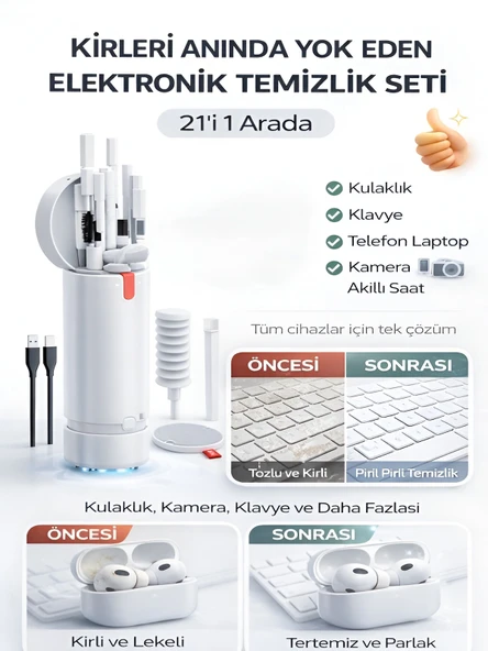 DEANB 21in1 600mAh Mini Süpürge Laptop Telefon Kamera Kulaklık MacBook iPad iPhone Temizleme Seti ürün görseli 1