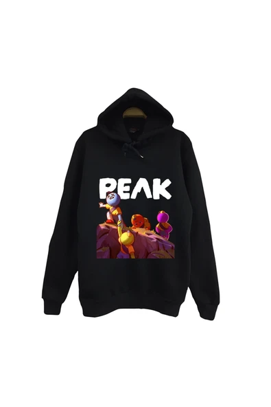 fame-stoned PEAK – Oyun Baskılı Unisex %100 Pamuk Siyah Kapüşonlu Sweatshirt ürün görseli 1