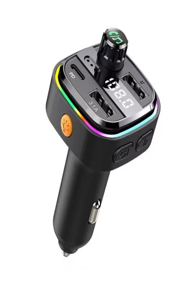 DEANB Car-İn Bluetooth Wireless 3.1A 2USB TF Kartlı Type-C RGB Işıklı Araç İçi FM Transmitter Şarj Cihazı ürün görseli 1