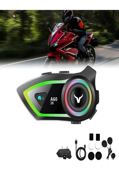 DEANB A-06 Ip67 2 Kişi 300m İNTERKOM Su Geçirmez Rgb Işık Wireless Motor Motosiklet Kask Kulaklığı ürün görseli 1
