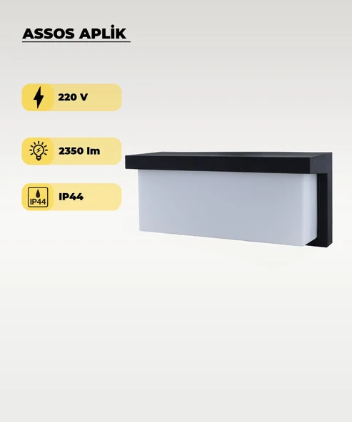 30W Assos Aplik 3200K Sarı Işık - IP44 ürün görseli 1