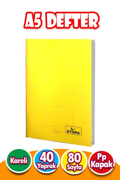 PP Kapaklı Tel Dikişli Defter 40 Yaprak | A5 | Kareli Defter Küçük Boy ürün görseli 1