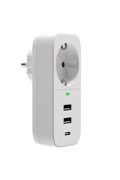 ÇELİKWORK FTR017 3İN1 Termal Akım Korumalı 2USB-A 1SOKET 3680W 1 PD TYPE-C ÇOKLAYICI PRİZ ürün görseli 1
