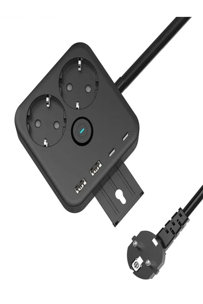 ÇELİKWORK 3680W 2'li Priz, 2 USB ve 2 Type-C Portlu, 1.4m Kablo, 3.4A Çıkış, Askı Aparatlı, Akım Korumalı ürün görseli 1