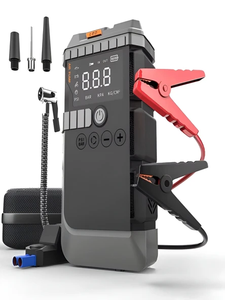 DEANB 12000mah 150 Psı Akü Takviyeli Oto Bisiklet Motosiklet Hava Kompresörü Lastik Şişirme Pompası ürün görseli 1