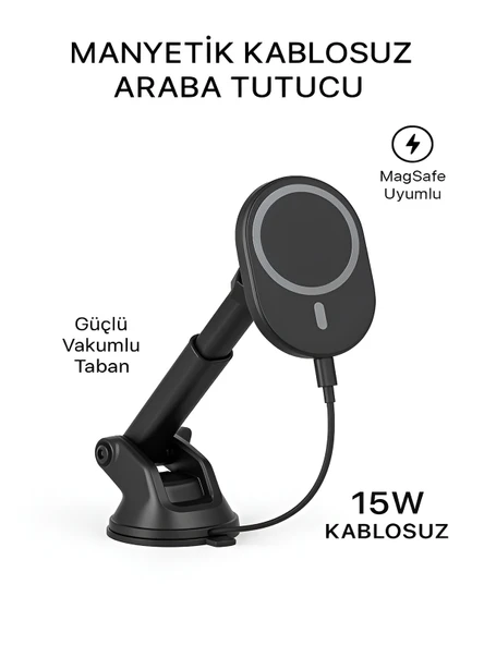 DEANB Fhd2 15w Mıknatıslı Kablosuz Şarjlı Araç Içi Telefon Tutucu Wireless Hızlı Şarj Cihazı ürün görseli 1