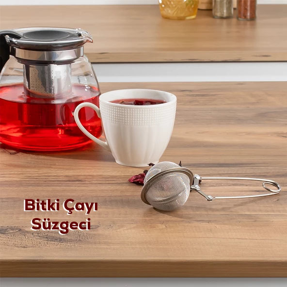 Porsima 16563-8 Paslanmaz Çelik Doğal Bitki Çayı Demleme Süzgeci - Maşalı Çay Demleme Süzgeci ürün görseli 1