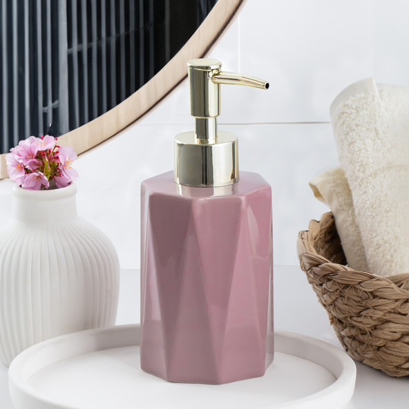 Porsima 3205 Seramik Sıvı Sabunluk - Tezgah Üstü Banyo Mutfak Lavabo Sabunluğu - 250 cc Pudra ürün görseli 1