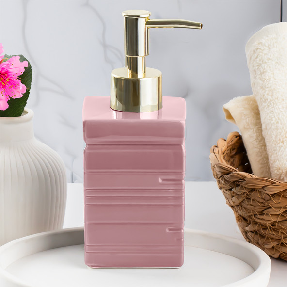 Porsima 3206 Seramik Sıvı Sabunluk - Tezgah Üstü Banyo Mutfak Lavabo Sabunluğu - 275 cc Pudra ürün görseli 1
