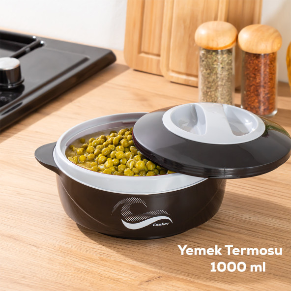 Porsima 3149 1000 mL Yemek Termosu - Sızdırmaz Kilitlenebilir Kapak Paslanmaz Çelik Sefer Tası - Siyah ürün görseli 1