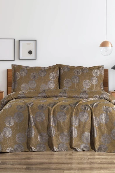 Ares 3 Parça Çift Kişilik Pike Takımı 230x250 Kahve ürün görseli 1