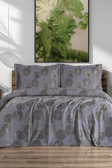 Ares 3 Parça Çift Kişilik Pike Takımı 230x250 Gri ürün görseli 1