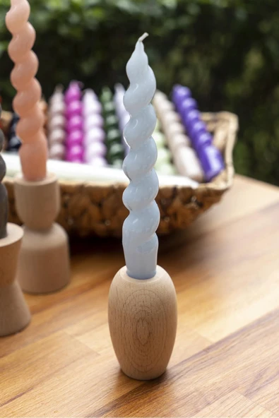 Spiral Mavi Şamdan Mum 17 Cm ürün görseli 1