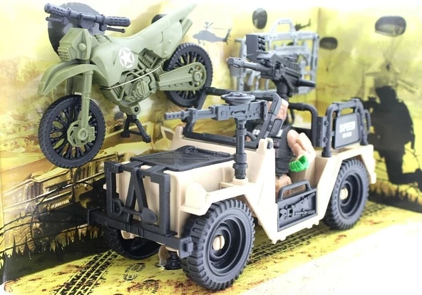 YUMURCAK TOYZ Combat Force Figür, Motor ve Jeep Kız Erkek Çocuk Oyuncak Eğitici Oyuncaklar ürün görseli 1