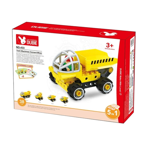 YUMURCAK TOYZ 433 Dubie İnşaat Araçları 5in1 / 38 parça +5 Kart /+3 yaş Kız Erkek Çocuk Oyuncak Eğitici Oyuncaklar ürün görseli 1
