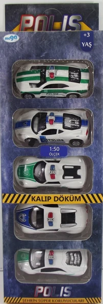 YUMURCAK TOYZ Sürtmeli Die Cast 5'Li Metal Polis Araçları Kız Erkek Çocuk Oyuncak Eğitici Oyuncaklar ürün görseli 1