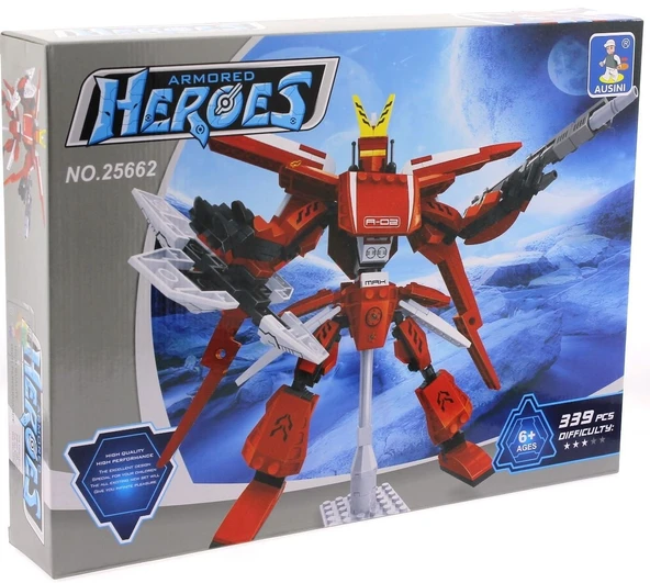 YUMURCAK TOYZ Ausini 339 Parça Heroes Standlı Kırmızı Robot Kız Erkek Çocuk Oyuncak Eğitici Oyuncaklar ürün görseli 1
