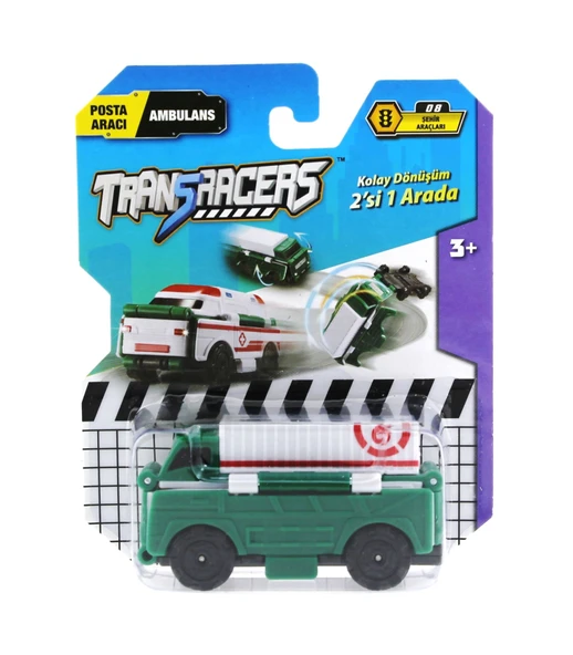 YUMURCAK TOYZ Transracers Dönüşen Araçlar Posta Aracı / Ambulans Kız Erkek Çocuk Oyuncak Eğitici Oyuncaklar ürün görseli 1