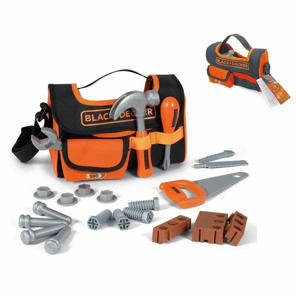 YUMURCAK TOYZ 7600360142 Smoby, Black+Decker Kumaş Alet Çantası / 3-8 yaş Kız Erkek Çocuk Oyuncak Eğitici Oyuncakl ürün görseli 1