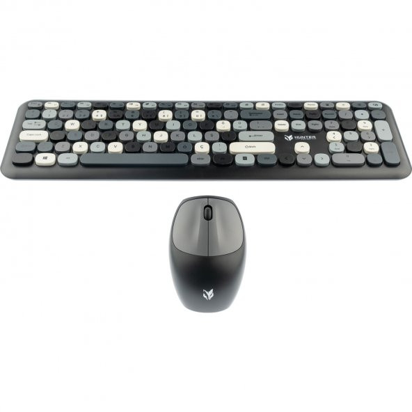 Hunter Series Gray Xt Retro Kablosuz Klavye ve Mouse Seti - Resim 4