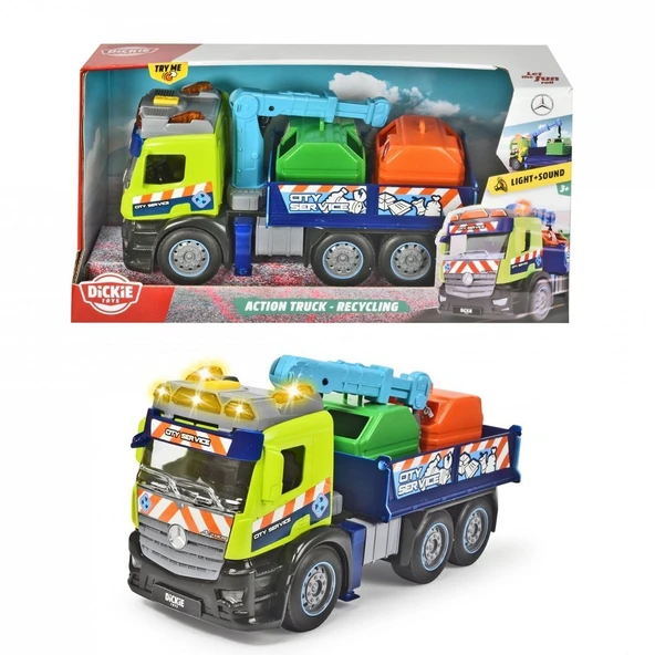 YUMURCAK TOYZ 203745015 Aksiyon Geri Dönüşüm Kamyonu-Dickie Toys Kız Erkek Çocuk Oyuncak Eğitici Oyuncaklar ürün görseli 1