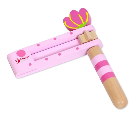 YUMURCAK TOYZ Classic World Pembe Ahşap Kastanet-Şak Şak Kız Erkek Çocuk Oyuncak Eğitici Oyuncaklar ürün görseli 1