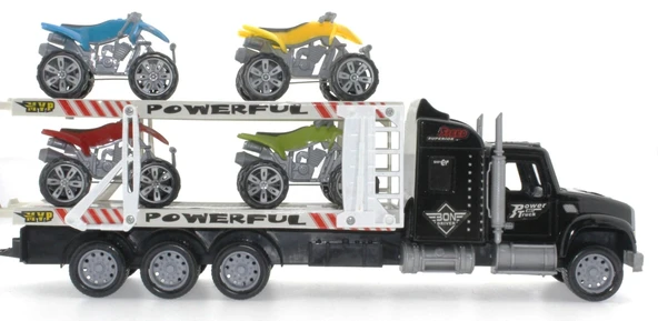 YUMURCAK TOYZ Sürtmeli ATV Taşıyan Siyah Tır Kız Erkek Çocuk Oyuncak Eğitici Oyuncaklar ürün görseli 1