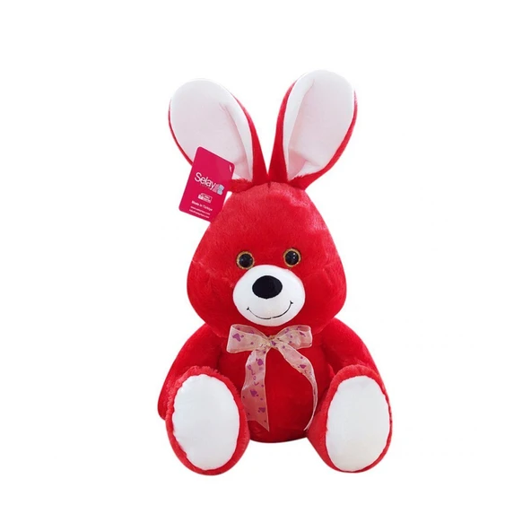 YUMURCAK TOYZ 1554KR Selay, Oturan Sevimli Tavşan 37cm Kırmızı Kız Erkek Çocuk Oyuncak Eğitici Oyuncaklar ürün görseli 1