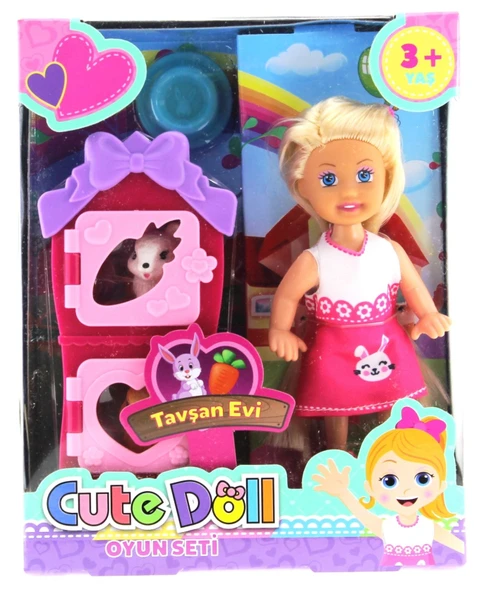YUMURCAK TOYZ Cute Doll Mini Bebek Tavşanlı ve İki Katlı Kulübe Oyun Seti Kız Erkek Çocuk Oyuncak Eğitici Oyuncakl ürün görseli 1