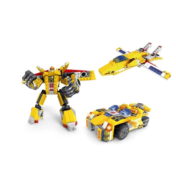 YUMURCAK TOYZ Ausini Assembling Master 3 in 1 273 Parça Sarı Dönüşen Robot Kız Erkek Çocuk Oyuncak Eğitici Oyuncak ürün görseli 1
