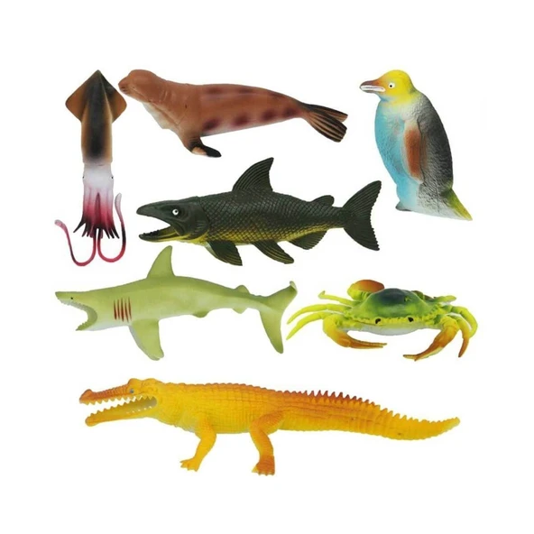 YUMURCAK TOYZ 1000713 Okyanus Hayvanları Poşetli 7'li Hayvan Oyun Seti -Sunman Kız Erkek Çocuk Oyuncak Eğitici Oyu ürün görseli 1