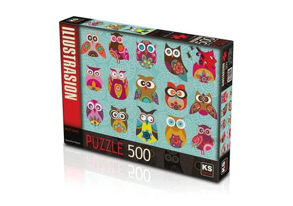 YUMURCAK TOYZ KS Puzzle 500 Parça Multi Owls Renkli Baykuşlar Kız Erkek Çocuk Oyuncak Eğitici Oyuncaklar ürün görseli 1