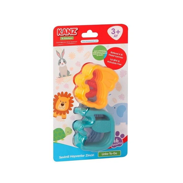 YUMURCAK TOYZ 30774 Kanz Sevimli Hayvanlar Zinciri 16 parça / +3 ay Kız Erkek Çocuk Oyuncak Eğitici Oyuncaklar ürün görseli 1