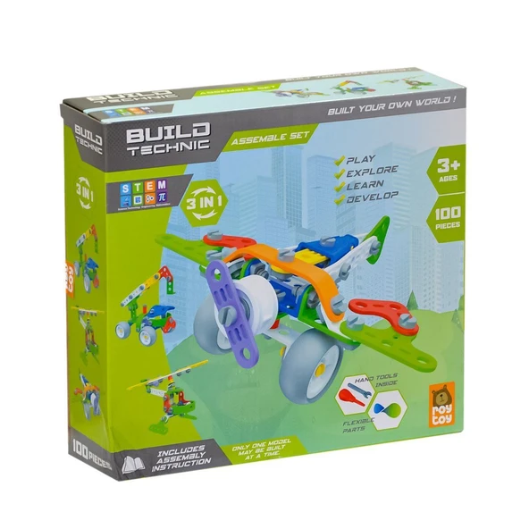 YUMURCAK TOYZ 4100301-1 Yapboz Araçlar 3IN1 Sök Tak -Asya Kız Erkek Çocuk Oyuncak Eğitici Oyuncaklar ürün görseli 1