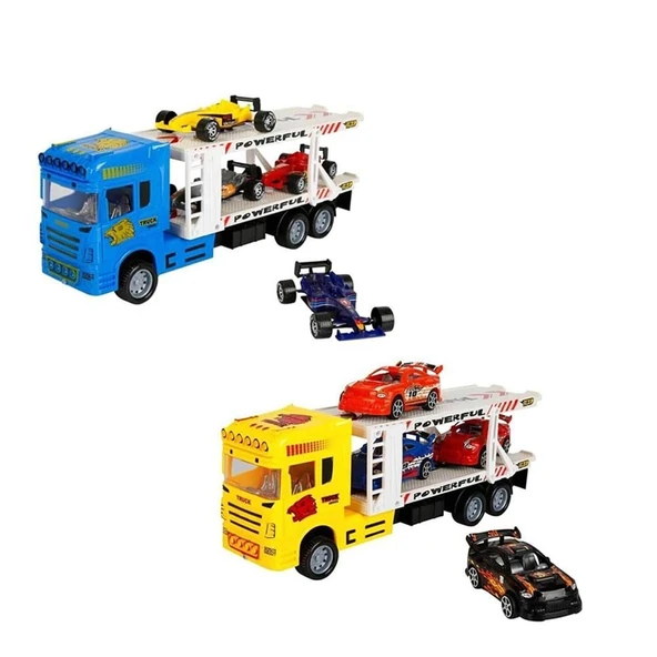 YUMURCAK TOYZ 1:32 Maxx Wheels 2 Katlı Transporter 4 Araçlı Tır 32cm 1adet Fiyatıdır Kız Erkek Çocuk Oyuncak Eğiti ürün görseli 1