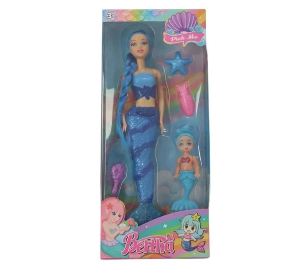 YUMURCAK TOYZ Mavi Denizkızı Bertha ve Şirin Bebeği Kız Erkek Çocuk Oyuncak Eğitici Oyuncaklar ürün görseli 1