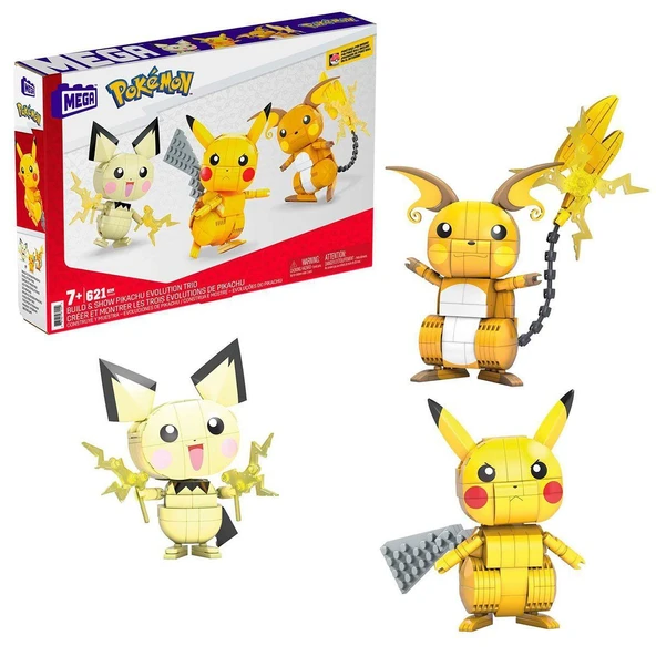 YUMURCAK TOYZ GYH06 MEGA Pokemon - Pikachu Dönüşüm 3lüsü 621 parça Kız Erkek Çocuk Oyuncak Eğitici Oyuncaklar ürün görseli 1