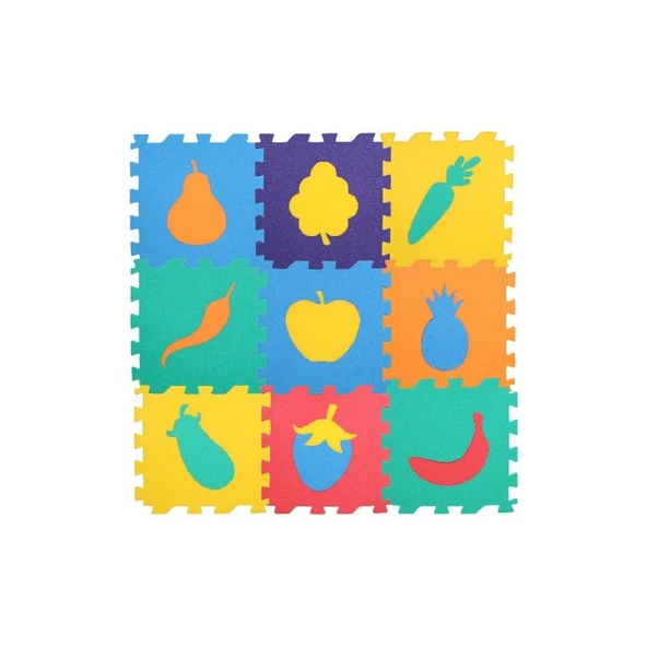 YUMURCAK TOYZ Toru Yer Matı Meyve Sebze 9adet Ebat 33x33cm - Kalınlık 0.75cm Kız Erkek Çocuk Oyuncak Eğitici Oyunc ürün görseli 1