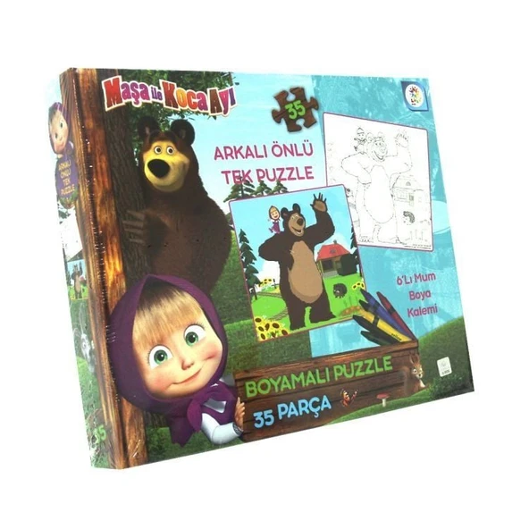 YUMURCAK TOYZ Maşa Koca Ayı Boyamalı Puzzle Kız Erkek Çocuk Oyuncak Eğitici Oyuncaklar ürün görseli 1