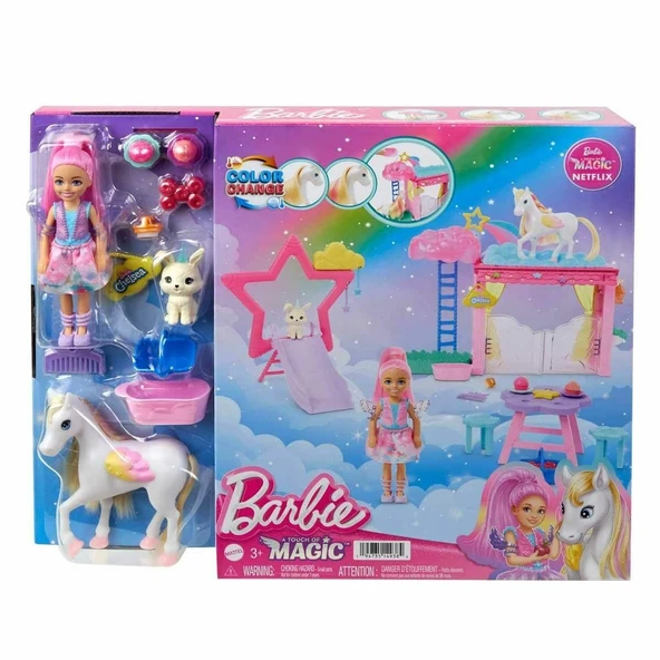 YUMURCAK TOYZ HNT67 Barbie A Touch Of Magic Chelsea ve Pegasus Oyun Seti Kız Erkek Çocuk Oyuncak Eğitici Oyuncakla ürün görseli 1