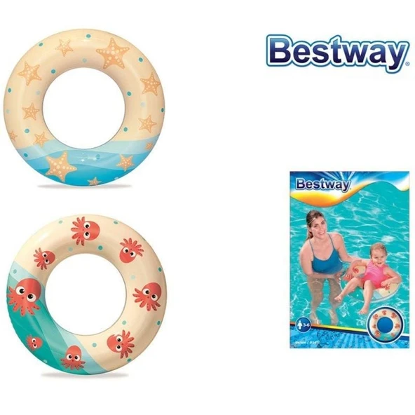 YUMURCAK TOYZ 36014 Bestway Desenli Simit 61cm Kız Erkek Çocuk Oyuncak Eğitici Oyuncaklar ürün görseli 1