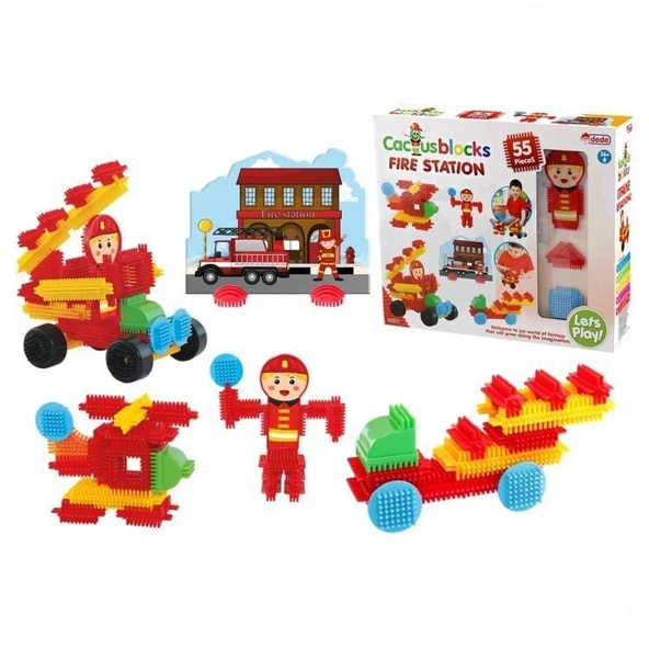 YUMURCAK TOYZ Dede Kaktüs Bloklar İtfaiye 55 Parça Kız Erkek Çocuk Oyuncak Eğitici Oyuncaklar ürün görseli 1