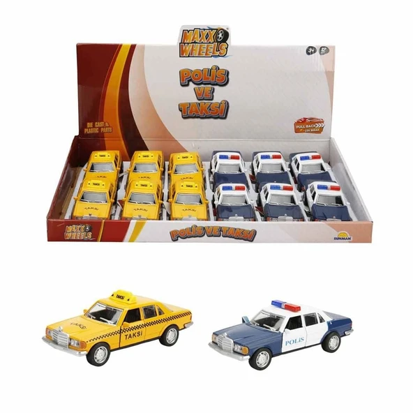 YUMURCAK TOYZ S00003096 METAL Ç/B 1/32 ARABA POLİS TAKSİ 13CM.2A -1adet stokta olan gönderilir Kız Erkek Çocuk Oyu ürün görseli 1